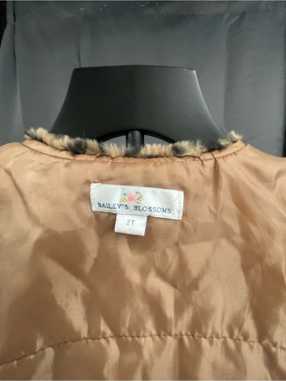 Kids Faux Fur Leopard Print Vest - Tan/Black